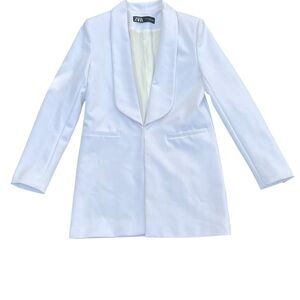 Zara Women's Elegant White Suit Jacket Size XS